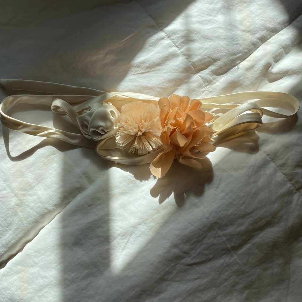 JCrew Satin Floral Sash Belt One Size.
